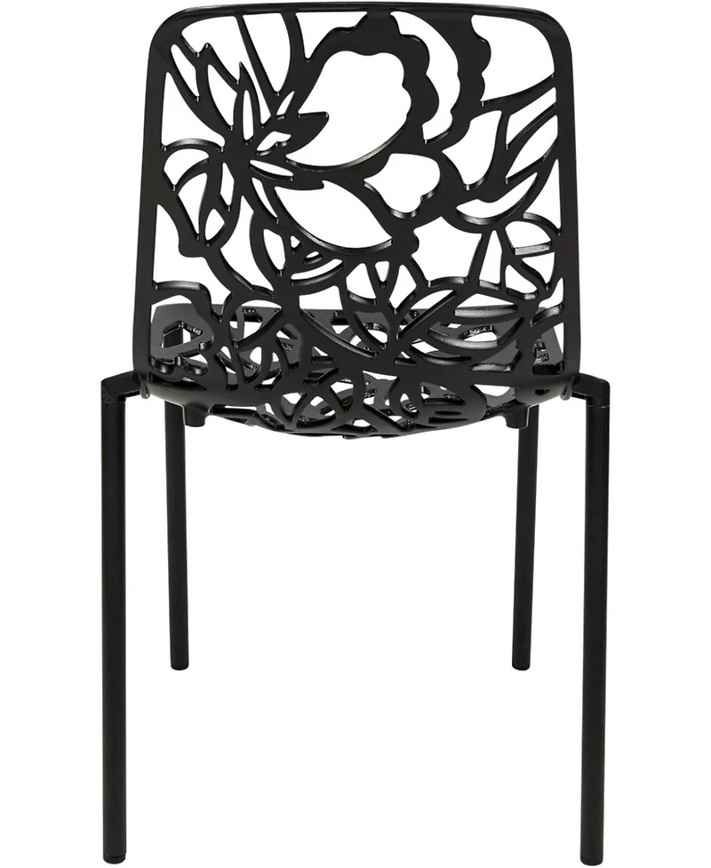 LeisureMod Devon Patio Dining Chair, Aluminum Stackable Design Side Weather Resistant Metal No Assembly, Uv Protected