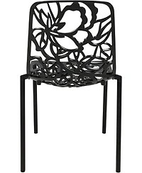 LeisureMod Devon Patio Dining Chair, Aluminum Stackable Design Side Weather Resistant Metal No Assembly, Uv Protected