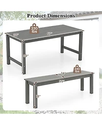 Slickblue 3 Pieces Outdoor Dining Table Set with 2 Benches.
