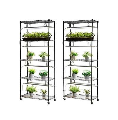 Sugift 71 in Diy Plant Shelf with Grow Lights Indoor Stand on Wheels