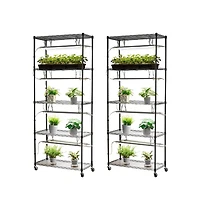 Sugift 71 in Diy Plant Shelf with Grow Lights Indoor Stand on Wheels