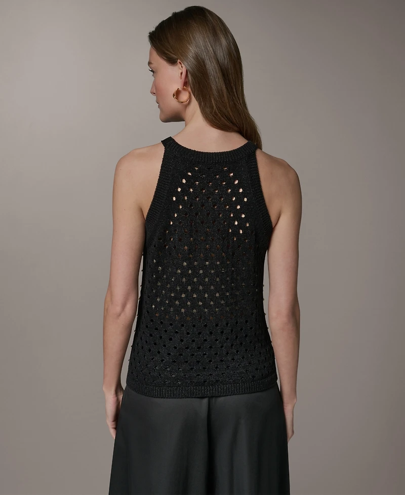 Donna Karan New York Women's Halter Crewneck Hotfix Sweater