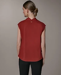 Donna Karan New York Women's Mixed Media Cowl Neck Top