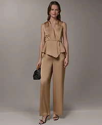 Donna Karan New York Women's Sleeveless Peplum Faux Wrap Top