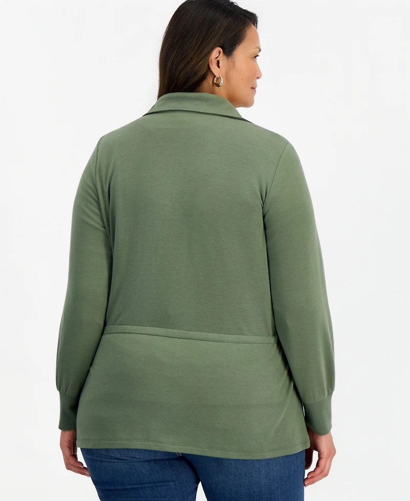 Style & Co Plus LuxLounge French Terry Zip-Up Jacket, Macy's Exclusive