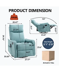 Boyel Living Heat Massage Manual Recliner Chair with Rocker and Swivel Fabric for Room