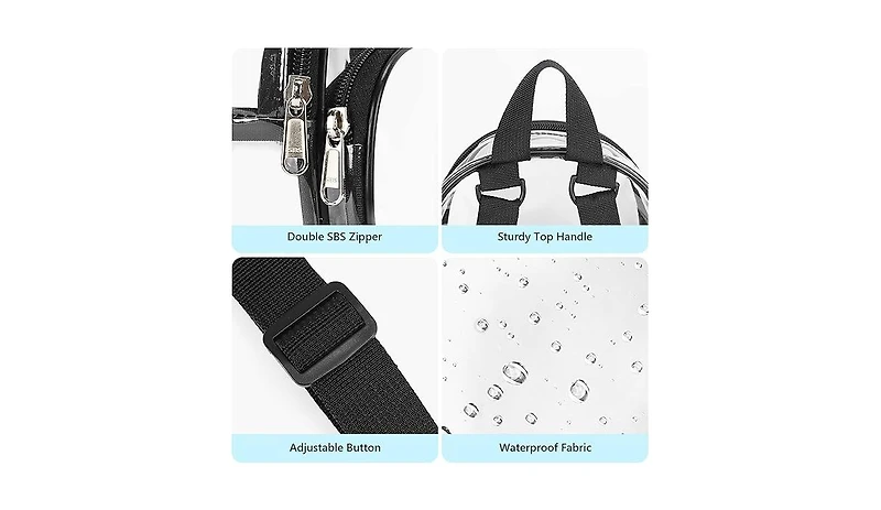 Clear Mini Backpack Stadium Approved, With Reinforced Straps & Front Pocket - Perfect for School, Security Sporting