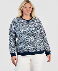 Style & Co Plus Printed Fleece Crewneck Sweatshirt, Macy's Exclusive