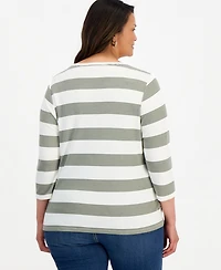 Style & Co Plus 3/4-Sleeve Henley Top, Macy's Exclusive