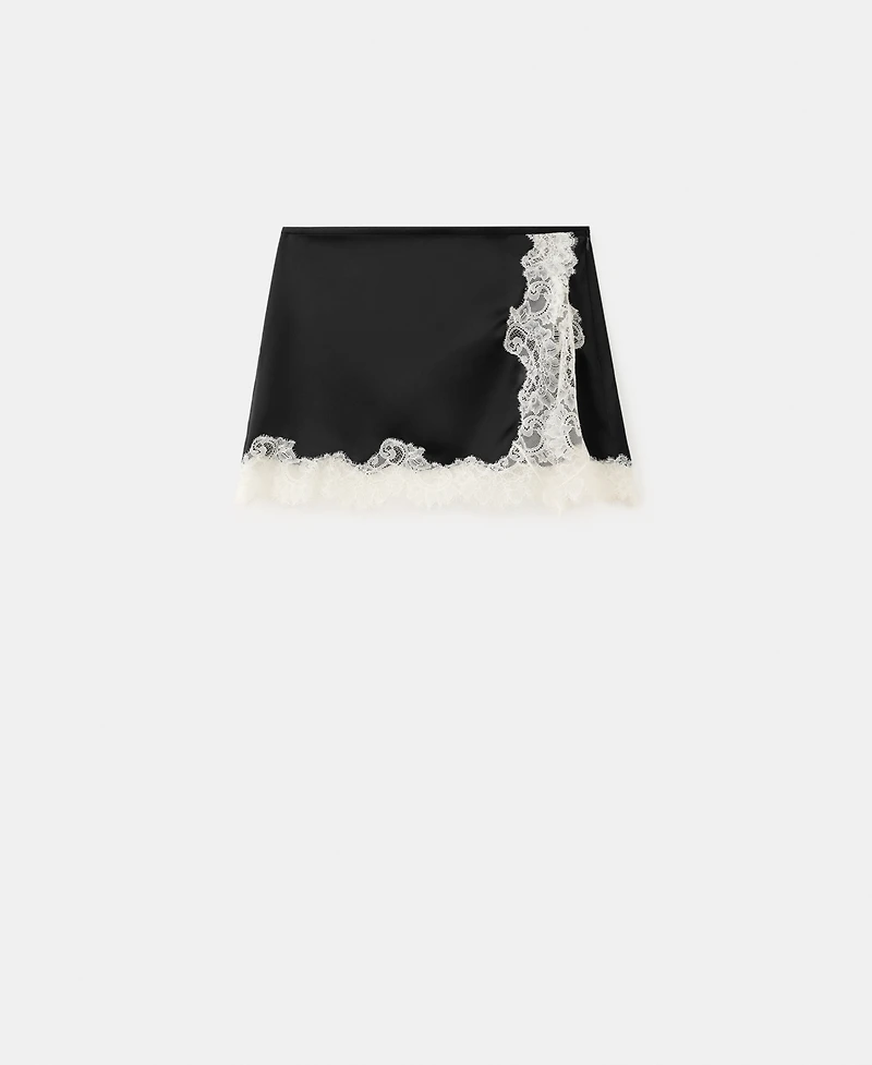 Mango Women's Satin Lace Skirt