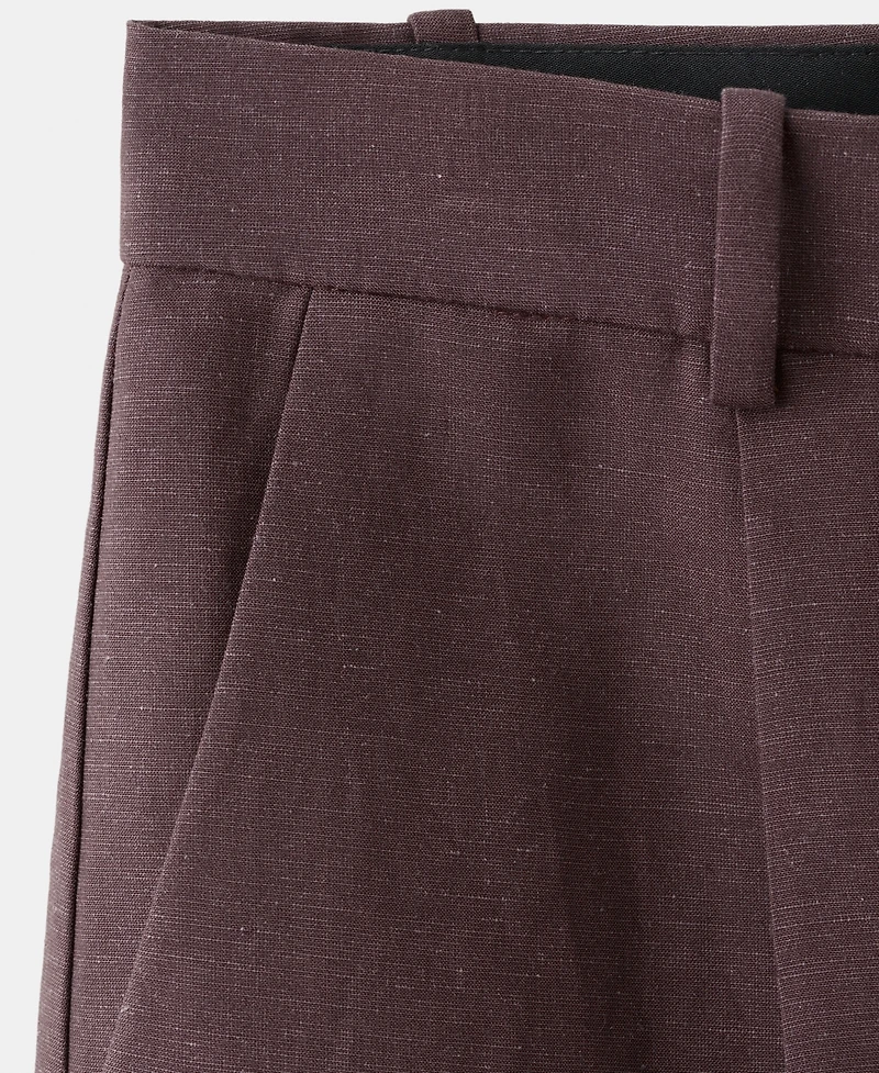 Mango Women's Straight Linen Bermuda Shorts