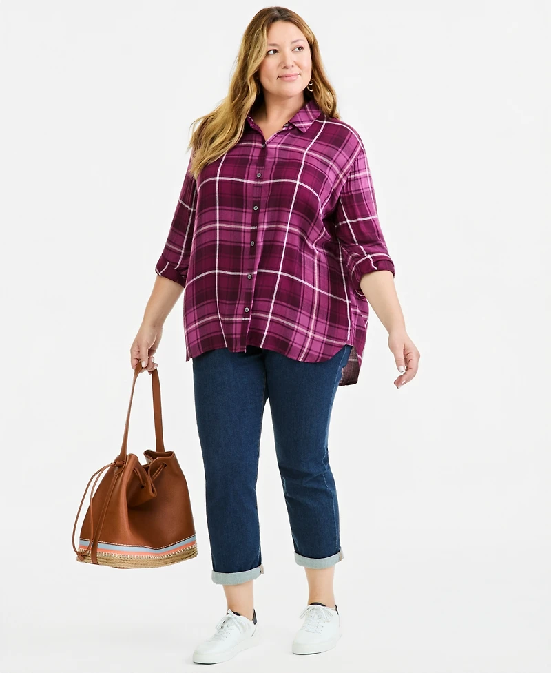 Style & Co Plus Plaid Button-Up Shirt, Macy's Exclusive