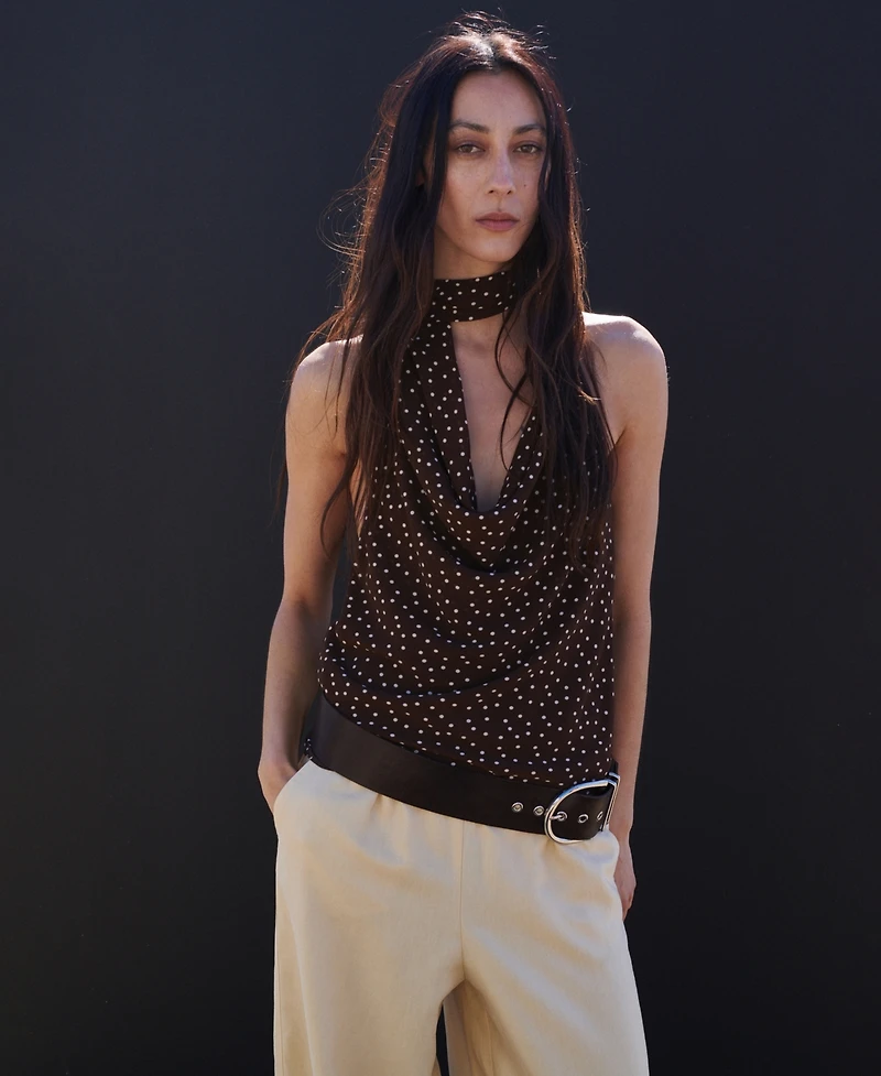 Mango Women's Draped-Neck Scarf Top