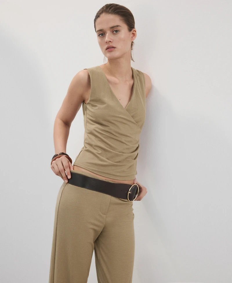 Mango Women's Straight Mid-Rise Pants