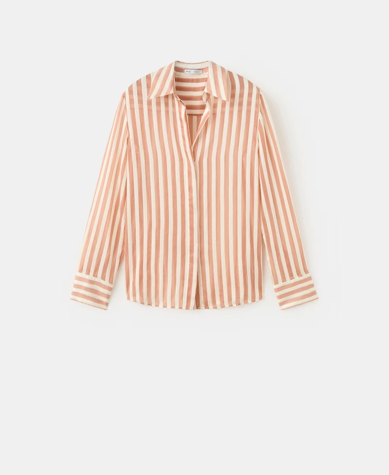 Mango Women's Semi-Transparent Striped Lyocell Shirt