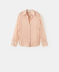Mango Women's Semi-Transparent Striped Lyocell Shirt