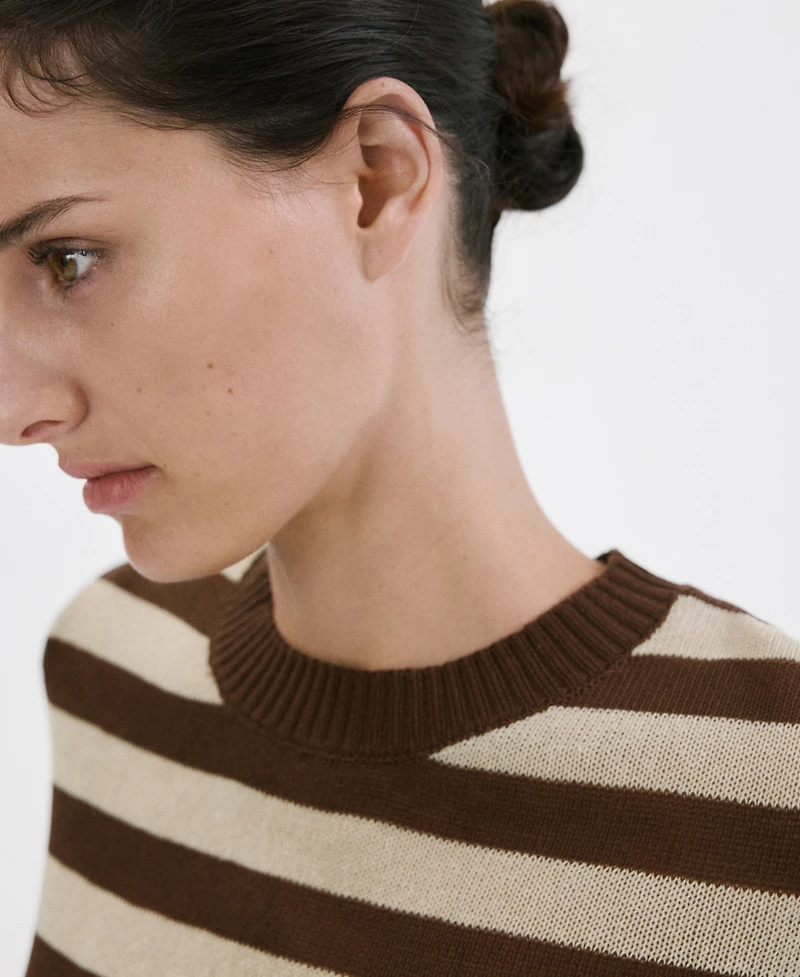 Mango Women's Crop Striped Sweater