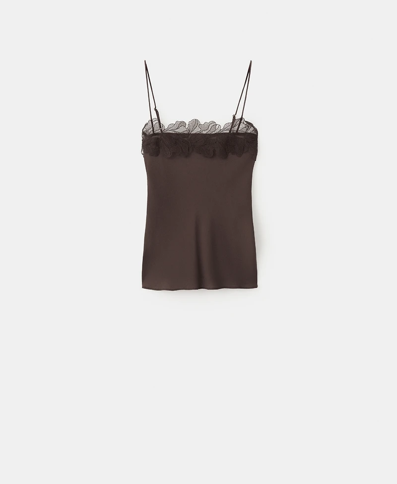 Mango Women's Lace Trim Top