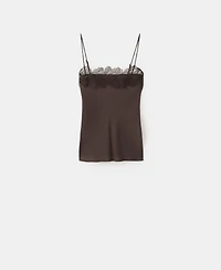 Mango Women's Lace Trim Top