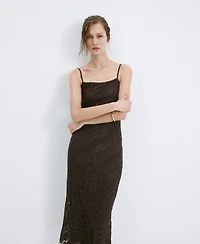 Mango Women's Semi-Transparent Lace Long Dress