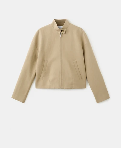 Mango Women's Band Collar Linen Jacket