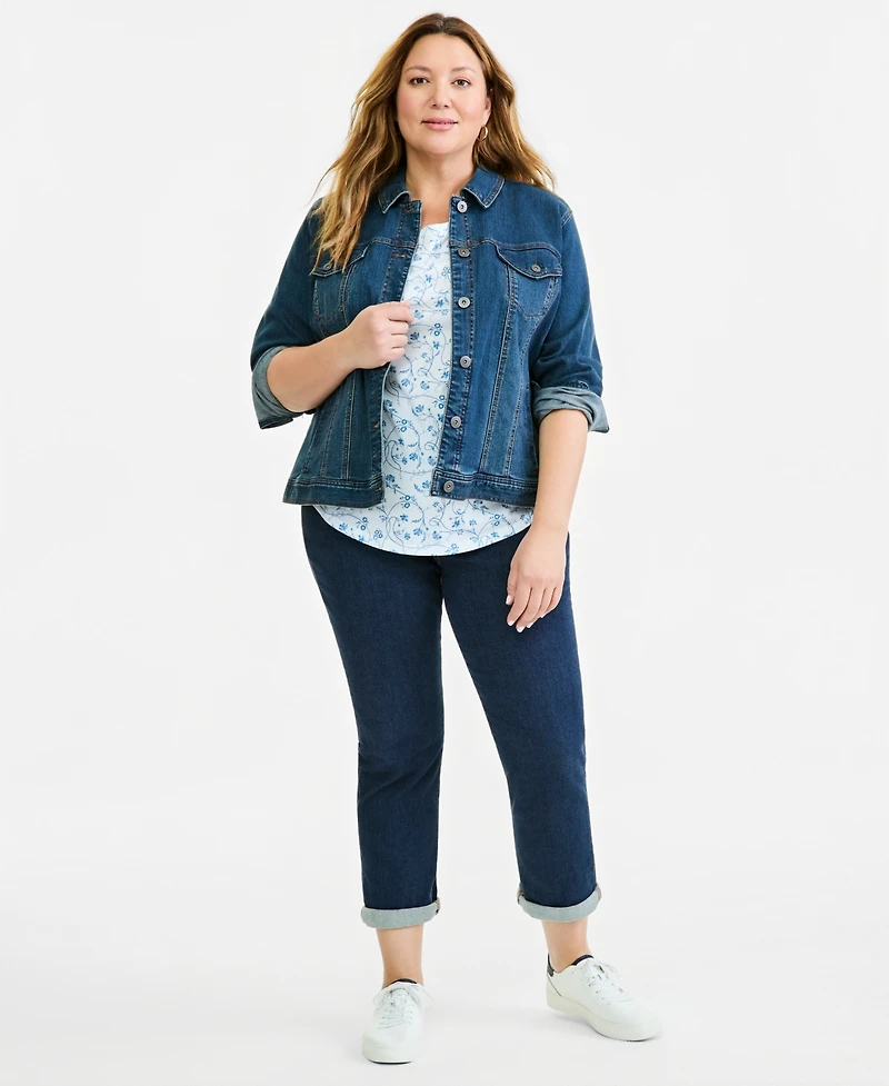 Style & Co Plus Vine Flora Floral Crewneck T-Shirt, Macy's Exclusive
