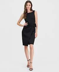 Anne Klein Women's Sleeveless Overlay Scuba Sheath Dress