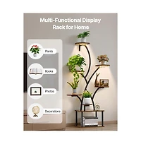 Sugift 8 Tier Lighted Plant Stand Indoor Metal Shelf with Grow Lights