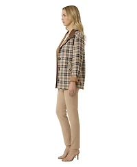 Modenaire Women's Reversible Plaid Solid-Side Jacket