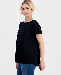 Style & Co Petite Short-Sleeve Boat Neck Top, Macy's Exclusive