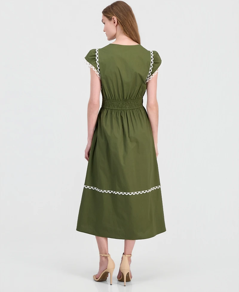 Anne Klein Women's Cotton-Blend Poplin Midi Dress