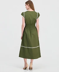 Anne Klein Women's Cotton-Blend Poplin Midi Dress