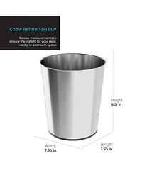 Home Zone Living Gallon Round Open Top Wastebasket, Stainless Steel, Silver, 2 Pack with Trash Bags