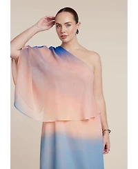 Eloquii Women's Printed Cape Maxi Dress