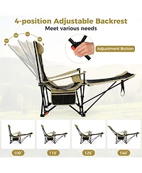 Gymax 2PCS Camping Lounge Chair w/Detachable Footrest and 4-position Backrest Bag