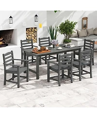 Gymax 7 Pcs Outdoor Dining Table Set for 6 People Rectangle and Armchairs