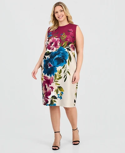 Anne Klein Plus-Size Printed Scuba Sheath Dress