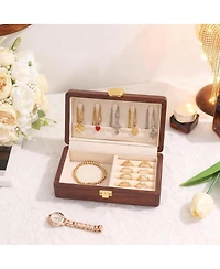 Yigii Solid Wood Travel Organizer Box: Compact, Brass Lock