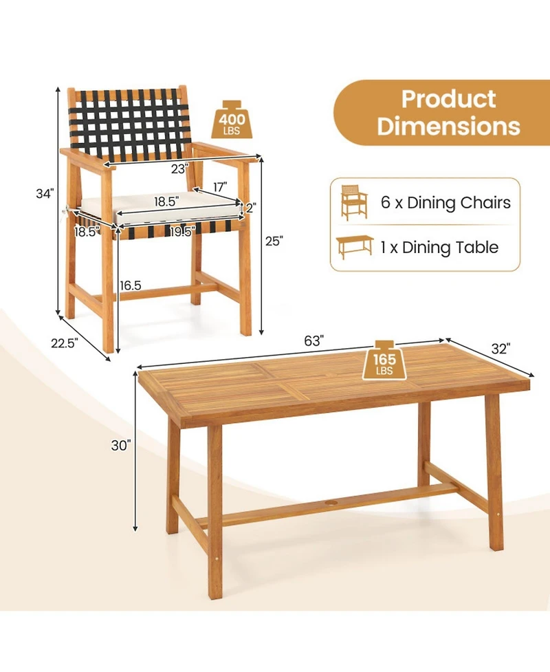 Sugift 7-Piece Outdoor Dining Set for 6 People Farmhouse Style Furniture