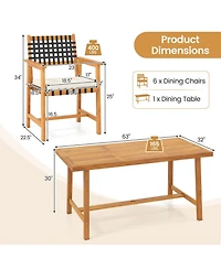 Sugift 7-Piece Outdoor Dining Set for 6 People Farmhouse Style Furniture
