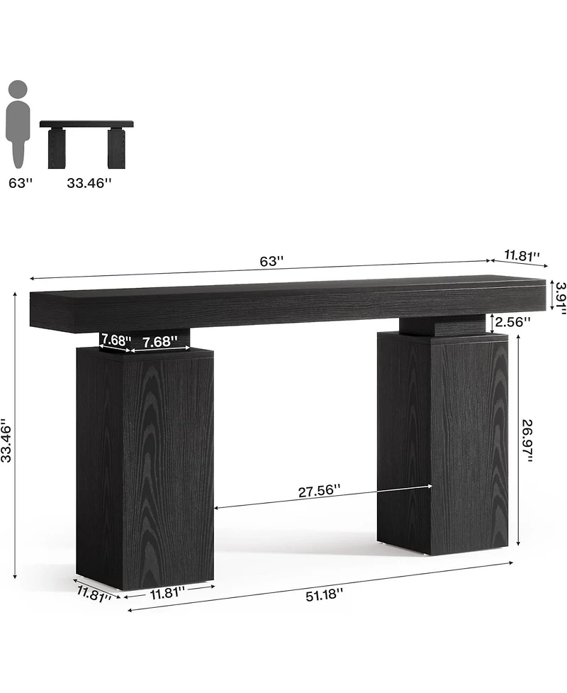 Tribesigns 63-Inch Long Console Table, Farmhouse Entryway Table Behind Couch, Accent Furniture for Living Room, Entrance