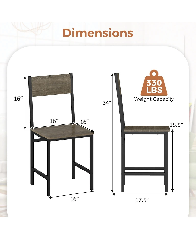 Slickblue Modern Dining Chairs Set of 4 with Metal Legs and Slanted Back Support