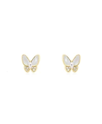 The Lovery Mother of Pearl Cz Butterfly Stud Earrings 14K Gold-Plated Sterling Silver