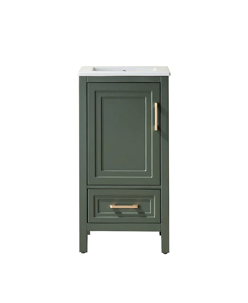 Sillysis Fully Assembled Solid Wood Freestanding Bathroom Vanity with Ceramic Sink, Soft Close Drawer for Small Spaces