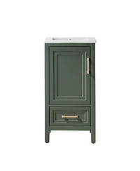 Sillysis Fully Assembled Solid Wood Freestanding Bathroom Vanity with Ceramic Sink, Soft Close Drawer for Small Spaces