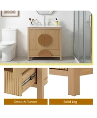 Sillysis Bathroom Vanity with Ceramic Sink, Soft Close Storage, Solid Wood Freestanding Cabinet for Small Spaces