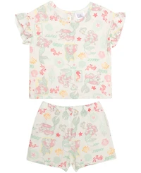 Disney Girls' 2T-6X Printed T-Shirt and Shorts, 2-Piece Set