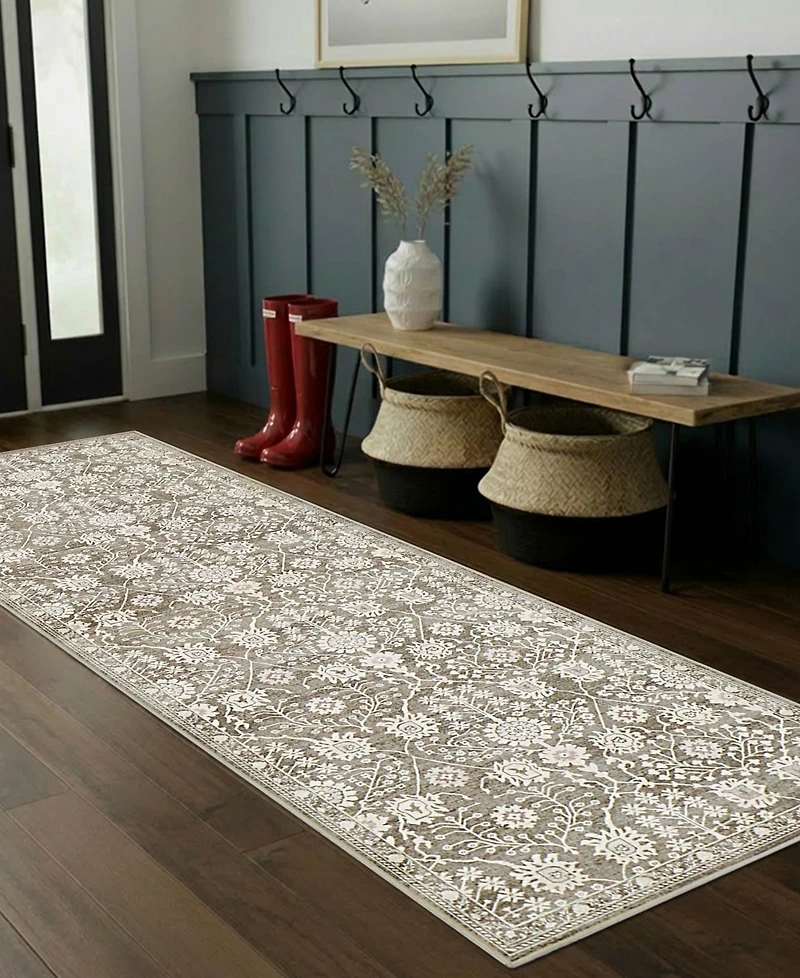 Hunter Florence Washable Non-Slip Printed Chenille Runner Rug, 72" x 24"
