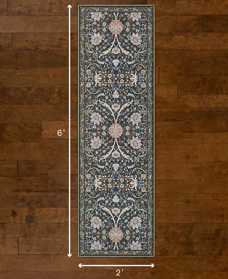 Hunter Abrabella Washable Non-Slip Printed Chenille Runner Rug