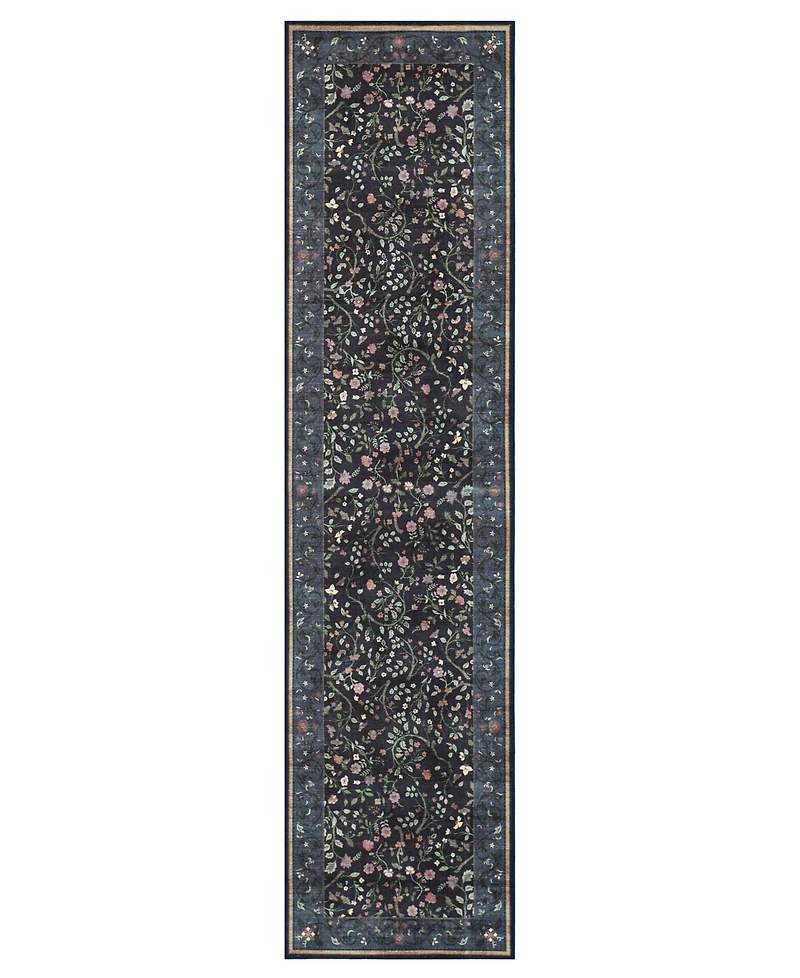 Hunter Eleanor Washable Non-Slip Printed Chenille Runner Rug